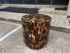 Karl Springer Tessellated Horn Drum Table After Karl Springer - 4676672