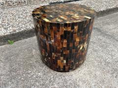Karl Springer Tessellated Horn Drum Table After Karl Springer - 4676683