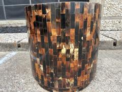 Karl Springer Tessellated Horn Drum Table After Karl Springer - 4676720