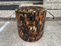 Karl Springer Tessellated Horn Drum Table After Karl Springer - 4676722