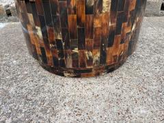Karl Springer Tessellated Horn Drum Table After Karl Springer - 4676731