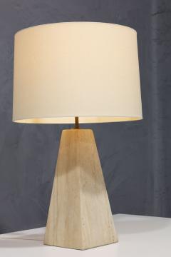 Karl Springer Travertine Base Pyramid Shape Table Lamp - 2957788