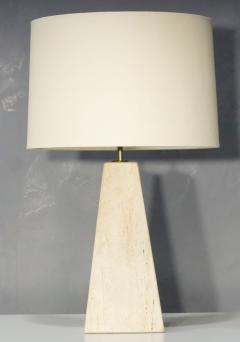 Karl Springer Travertine Base Pyramid Shape Table Lamp - 2957790