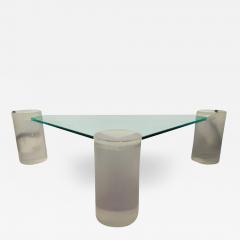 Karl Springer Triangle Lucite and Glass Coffee Table In the Manner of Karl Springer - 2890771