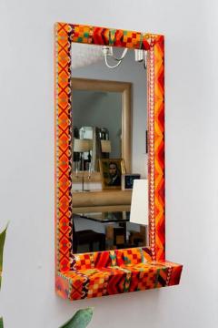 Karl Springer UNIQUE COLOURFUL LACQUERED FABRIC MIRROR BY KARL SPRINGER - 3434881