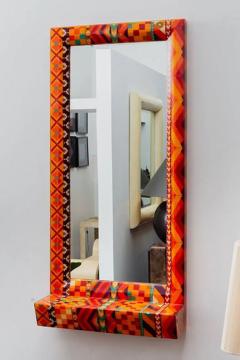 Karl Springer UNIQUE COLOURFUL LACQUERED FABRIC MIRROR BY KARL SPRINGER - 3434882