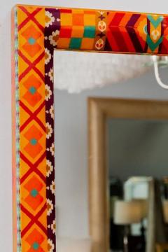 Karl Springer UNIQUE COLOURFUL LACQUERED FABRIC MIRROR BY KARL SPRINGER - 3434896