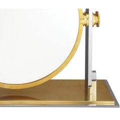 Karl Springer Vintage Karl Springer Mid Century Modern Chrome Brass Table Mirror - 4324635