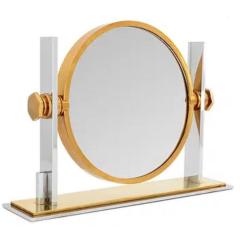 Karl Springer Vintage Karl Springer Mid Century Modern Chrome Brass Table Mirror - 4324636