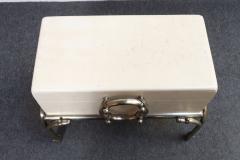 Karl Springer Vintage Karl Springer Style Parchment Wrapped Trunk Box on Nickel Plated Base - 4794472
