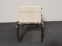 Karl Springer Vintage Karl Springer Style Parchment Wrapped Trunk Box on Nickel Plated Base - 4794474