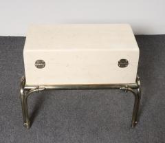 Karl Springer Vintage Karl Springer Style Parchment Wrapped Trunk Box on Nickel Plated Base - 4794478