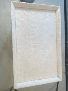 Karl Springer WHITE FAUX ALLIGATOR PRINT TELEPHONE TABLE IN THE MANNER OF KARL SPRINGER - 2413861