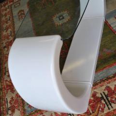 Karl Springer White Lacquered Scroll Glass Top Console Table - 2626900