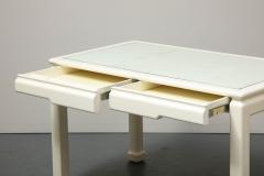 Karl Springer White Parsons Desk with Embossed Leather Shagreen by Karl Springer - 3214146
