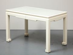 Karl Springer White Parsons Desk with Embossed Leather Shagreen by Karl Springer - 3214147