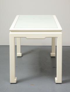 Karl Springer White Parsons Desk with Embossed Leather Shagreen by Karl Springer - 3214152