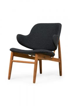 Karl Style Walnut and Textured Charcoal Gray Upholstered Armchairs - 4171391