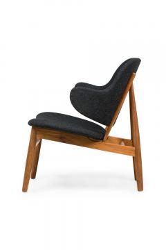 Karl Style Walnut and Textured Charcoal Gray Upholstered Armchairs - 4171392