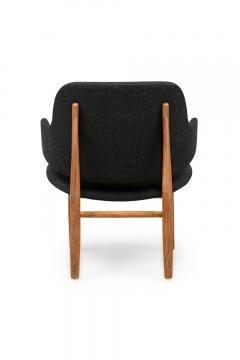 Karl Style Walnut and Textured Charcoal Gray Upholstered Armchairs - 4171394