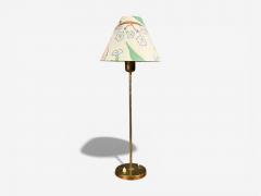 Karlskrona Lampfabrik Table Lamp Brass Josef Frank Fabric Sweden 1940s - 4474717