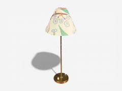 Karlskrona Lampfabrik Table Lamp Brass Josef Frank Fabric Sweden 1940s - 4474718