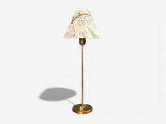 Karlskrona Lampfabrik Table Lamp Brass Josef Frank Fabric Sweden 1940s - 4474720