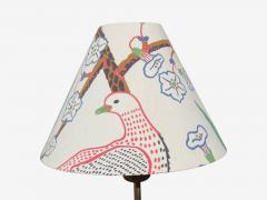 Karlskrona Lampfabrik Table Lamp Brass Josef Frank Fabric Sweden 1940s - 4474721