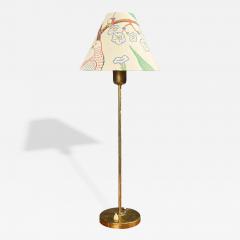 Karlskrona Lampfabrik Table Lamp Brass Josef Frank Fabric Sweden 1940s - 4475409