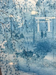 Kasamatsu Shiro Japanese Woodblock Print Misty Evening Shinobazu Pond Shiro Kasamatsu - 4348589