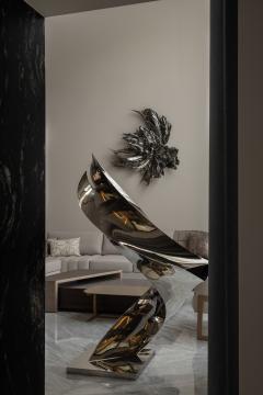 Katz Studio Cubus Spiralis Mirror Polished Stainless Steel Sculpture by Katz Studio - 4747353