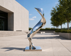 Katz Studio Cubus Spiralis Mirror Polished Stainless Steel Sculpture by Katz Studio - 4747356