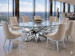 Katz Studio Rock Sculptural Dining Table in Stainless Steel or Bronze with Custom Glass Top - 4747967
