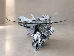 Katz Studio Rock Sculptural Dining Table in Stainless Steel or Bronze with Custom Glass Top - 4747972