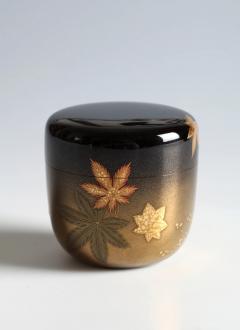 Kawabata Kinsa VI Tea Caddy with Maple Leaves in Stream circa 2000 - 3968070