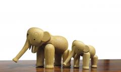 Kay Bojesen Pair Kay Bojesen White Oak Elephants Iconic Danish Wooden Toy - 4029105