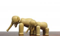 Kay Bojesen Pair Kay Bojesen White Oak Elephants Iconic Danish Wooden Toy - 4029108