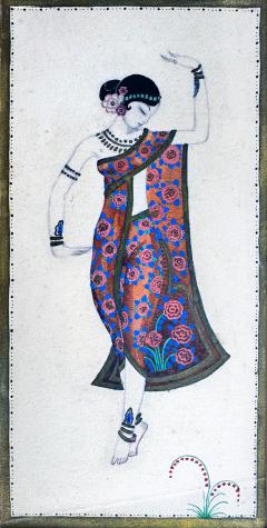 Kay Nielsen Hindu Dancer Costume design Illustration for Aladdin - 4575206