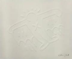 Keith Haring Keith Haring White Icon Flying Devil Embossed Screen print Hand Signed 1989 - 3960297