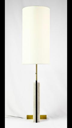 Keith W Gregor Pair of Modern Craftsman Table Lamps in Marble and Brass - 2374643
