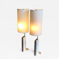 Keith W Gregor Pair of Modern Craftsman Table Lamps in Marble and Brass - 2383187