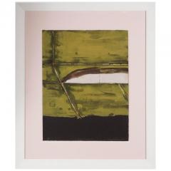 Kenjilo Nanao Mid Century Abstract Expressionist Monoprint Yellow Composition by Kenjilo Nanao - 1700534