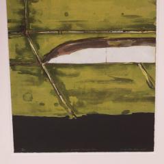 Kenjilo Nanao Mid Century Abstract Expressionist Monoprint Yellow Composition by Kenjilo Nanao - 1700614