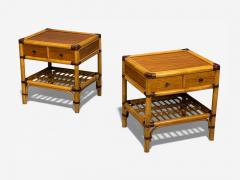 Kenneth Bergenblad Nightstands Bamboo Rattan Brass Sweden 1970s - 4450477