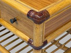 Kenneth Bergenblad Nightstands Bamboo Rattan Brass Sweden 1970s - 4450480