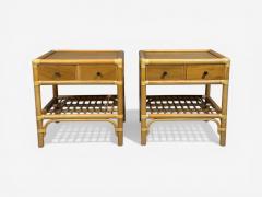 Kenneth Bergenblad Nightstands Bamboo Rattan Brass Sweden 1970s - 4556882