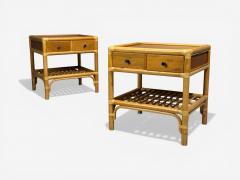 Kenneth Bergenblad Nightstands Bamboo Rattan Brass Sweden 1970s - 4556883