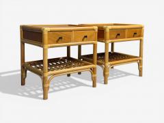 Kenneth Bergenblad Nightstands Bamboo Rattan Brass Sweden 1970s - 4556885