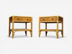 Kenneth Bergenblad Nightstands Bamboo Rattan Brass Sweden 1970s - 4556886