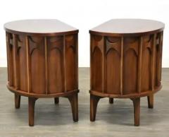 Kent Coffey 1960s Kent Coffey Perspecta Walnut Rosewood Demilune Nightstands or End Tables - 4003352